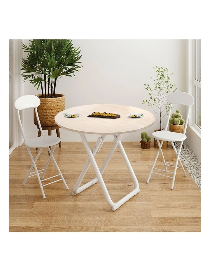 SOGA Round Dining Table 80cm Light Wood image 5