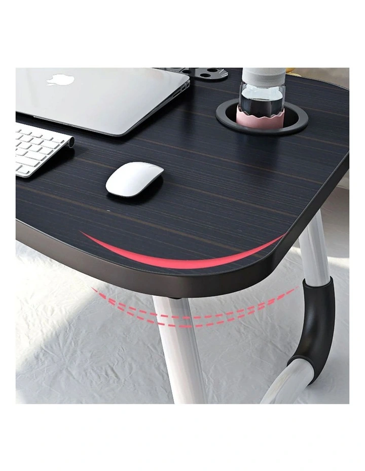 SOGA Black Foldable Adjustable Bed Sofa Laptop Study Table Mini Desk with Notebook Stand Cup Slot image 4