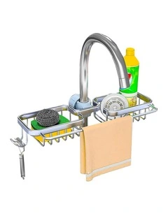 SOGA Sink Caddy 38cm Silver Aluminium with Towel Rail