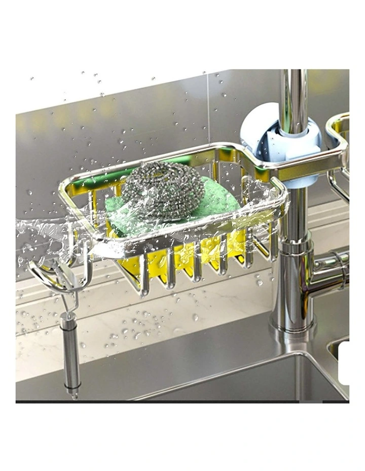 SOGA Sink Caddy 38cm Silver Aluminium with Towel Rail image 5