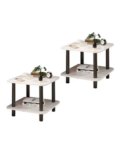 SOGA Ceramic Side Table 2 Pack 70cm White