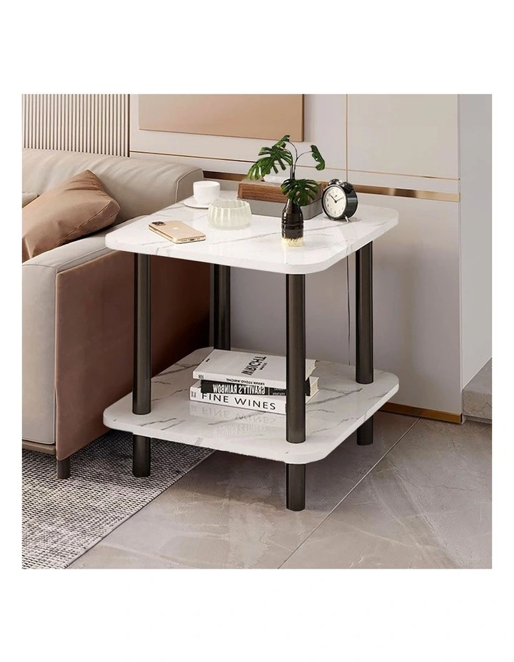 SOGA Ceramic Side Table 2 Pack 70cm White image 2