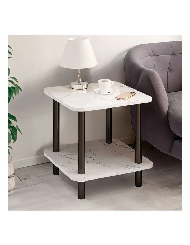 SOGA Ceramic Side Table 2 Pack 70cm White image 5