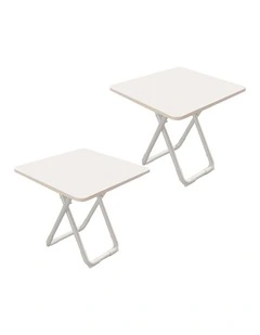 SOGA Square Dining Table 2 Pack 80cm White