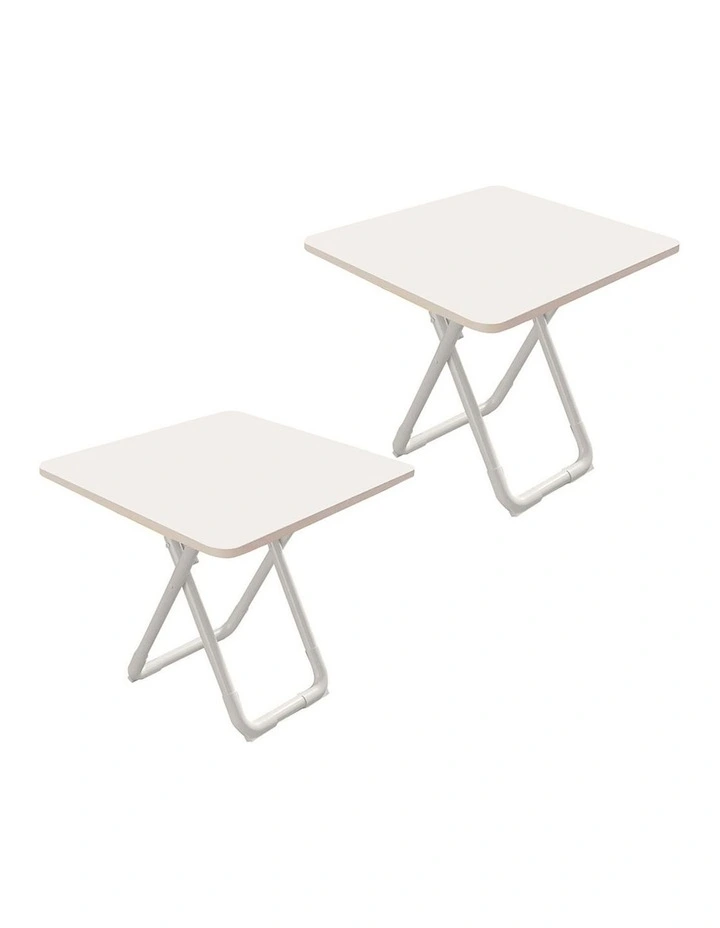 SOGA Square Dining Table 2 Pack 80cm White image 1