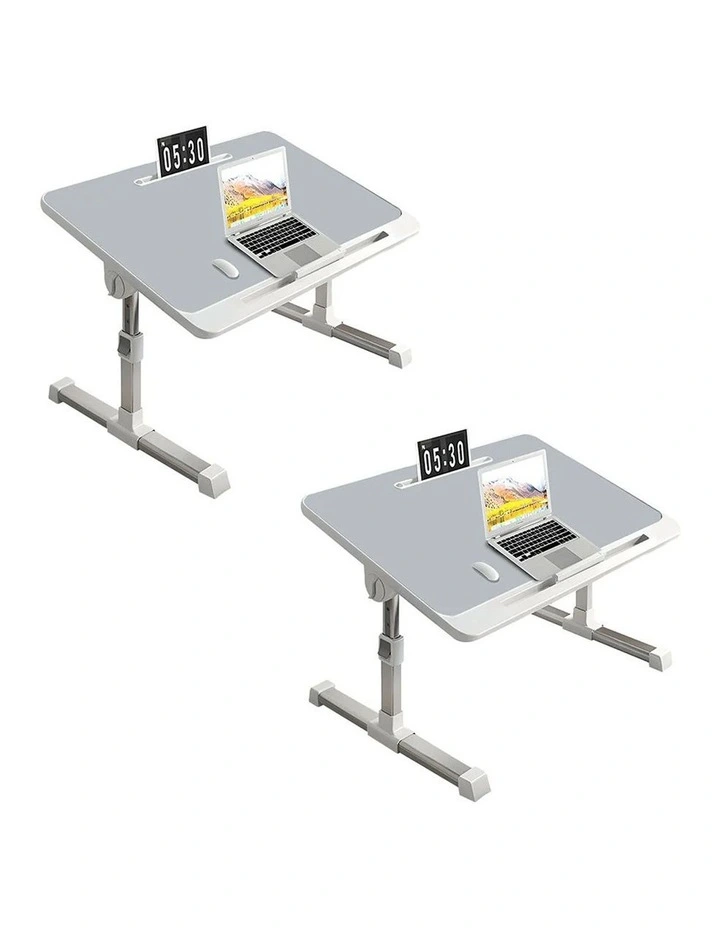 SOGA 2 Pack Foldable Laptop Bed Tables Grey 60 x 40cm image 1