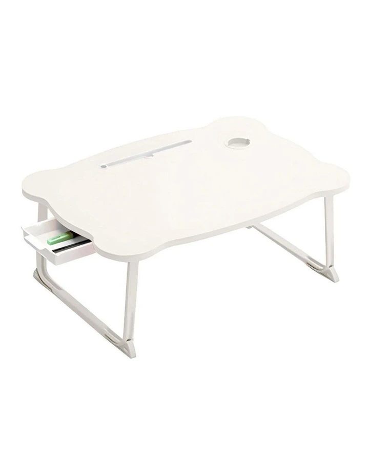 SOGA Adjustable Foldable Laptop Bed Table White image 1