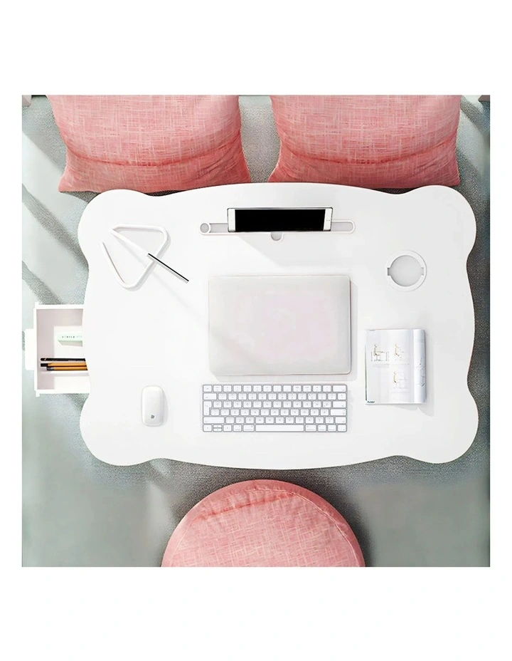 SOGA Adjustable Foldable Laptop Bed Table White image 4