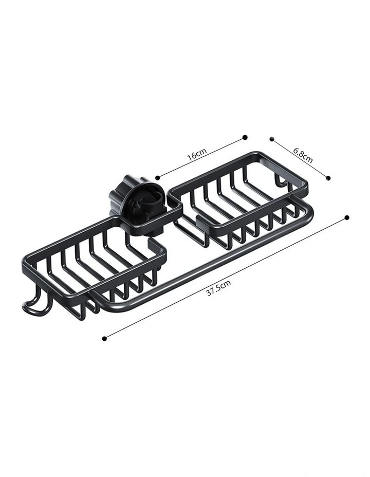 SOGA Sink Caddy 38cm Black Aluminium with Towel Rail image 7