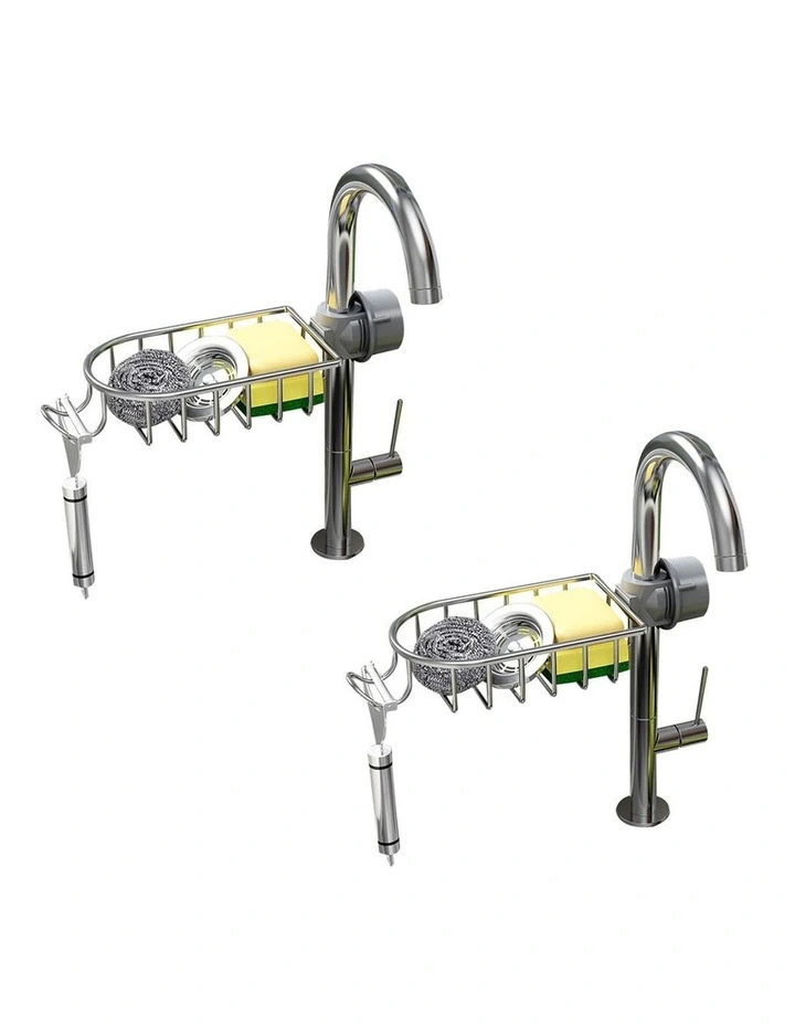 SOGA Sink Caddies 2 Pack 29cm Silver Aluminium image 1