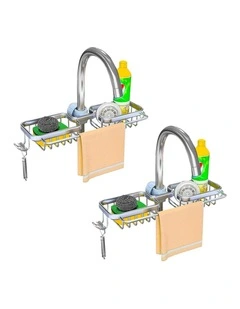 SOGA Sink Caddies 2 Pack 38cm Silver Aluminium with Towel Rails