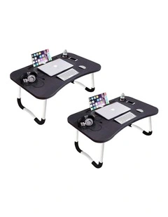 SOGA 2 Pack Foldable Laptop Bed Tables Black