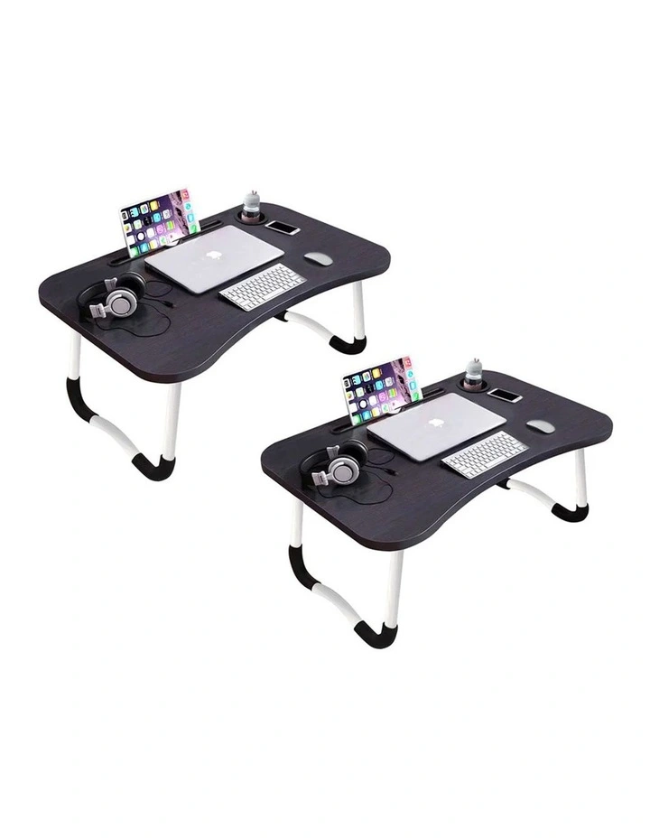 SOGA 2 Pack Foldable Laptop Bed Tables Black image 1