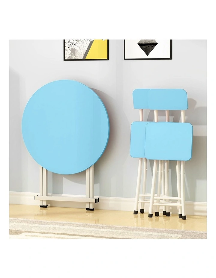 SOGA Round Folding Dining Table Blue image 6