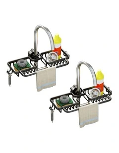 SOGA Sink Caddies 2 Pack 38cm Black Aluminium with Towel Rails
