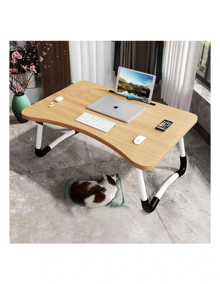 SOGA 2X Walnut Foldable Adjustable Bed Sofa Laptop Study Table Mini Desk Notebook Stand Holder image 3