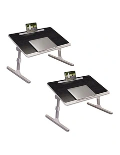 SOGA 2 Pack Foldable Laptop Bed Tables Black 60 x 40cm