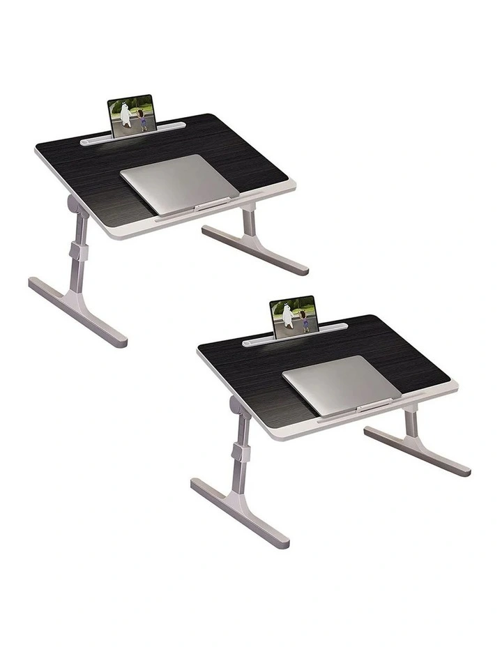 SOGA 2 Pack Foldable Laptop Bed Tables Black 60 x 40cm image 1