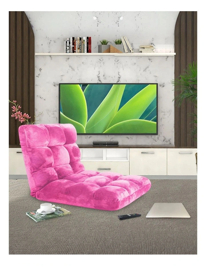 SOGA 2 Pack Adjustable Foldable Floor Recliner Chairs Light Pink image 3
