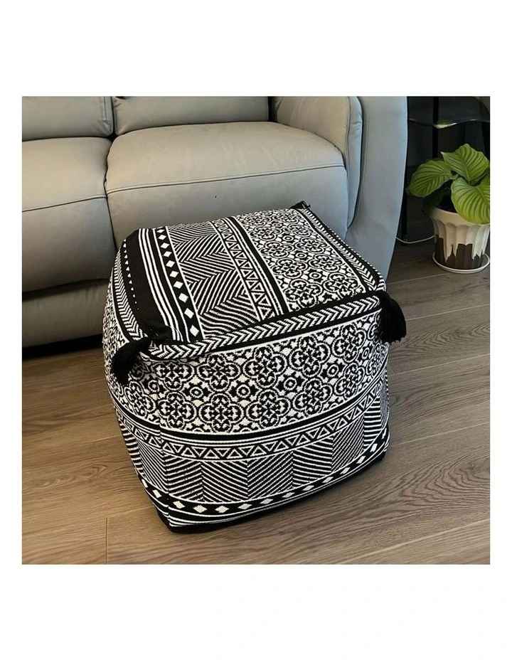 SOGA 2 Pack 42cm Pouffe Cushions Beige Polyester with EPP Filling image 2