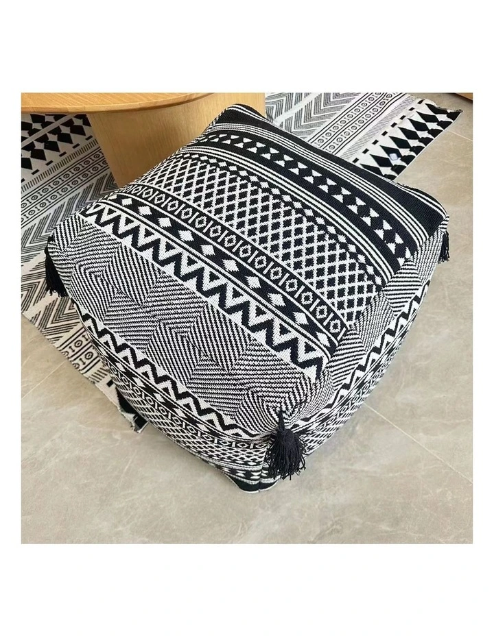 SOGA 2 Pack 42cm Pouffe Cushions Beige Polyester with EPP Filling image 3