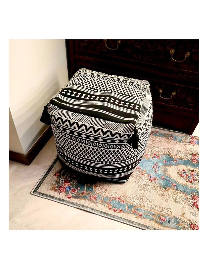 SOGA 2 Pack 42cm Pouffe Cushions Beige Polyester with EPP Filling image 5