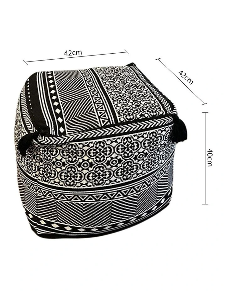 SOGA 2 Pack 42cm Pouffe Cushions Beige Polyester with EPP Filling image 6