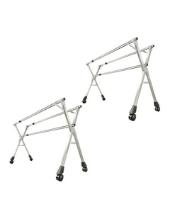 SOGA 2m 3 Pole Clothes Drying Rack with Wheels 2 Pack