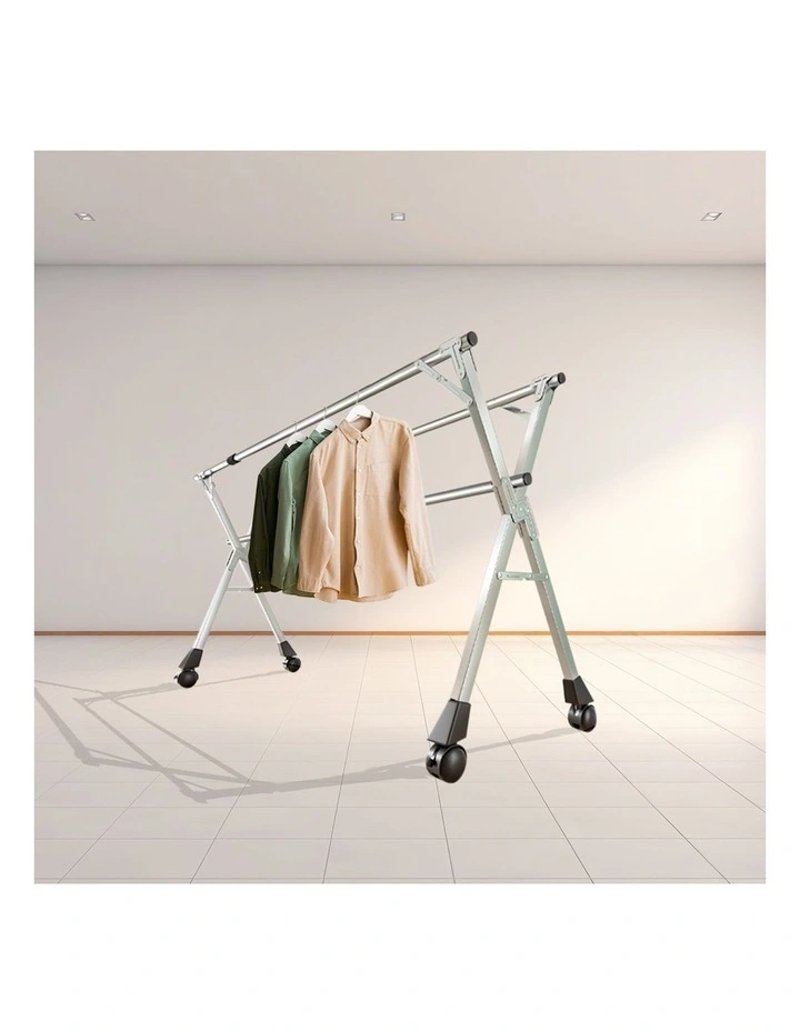SOGA 2m 3 Pole Clothes Drying Rack with Wheels 2 Pack image 3