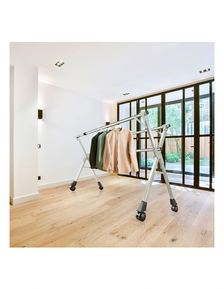 SOGA 2m 3 Pole Clothes Drying Rack with Wheels 2 Pack image 4