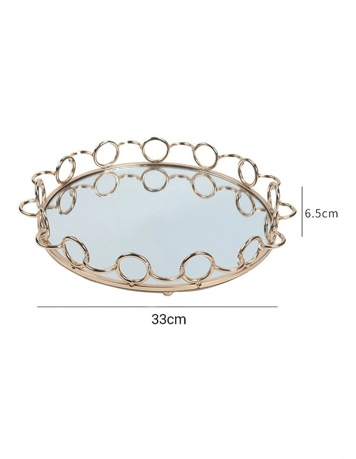 SOGA 33cm Bronze-Colored Round Mirror Glass Metal Tray Vanity image 6