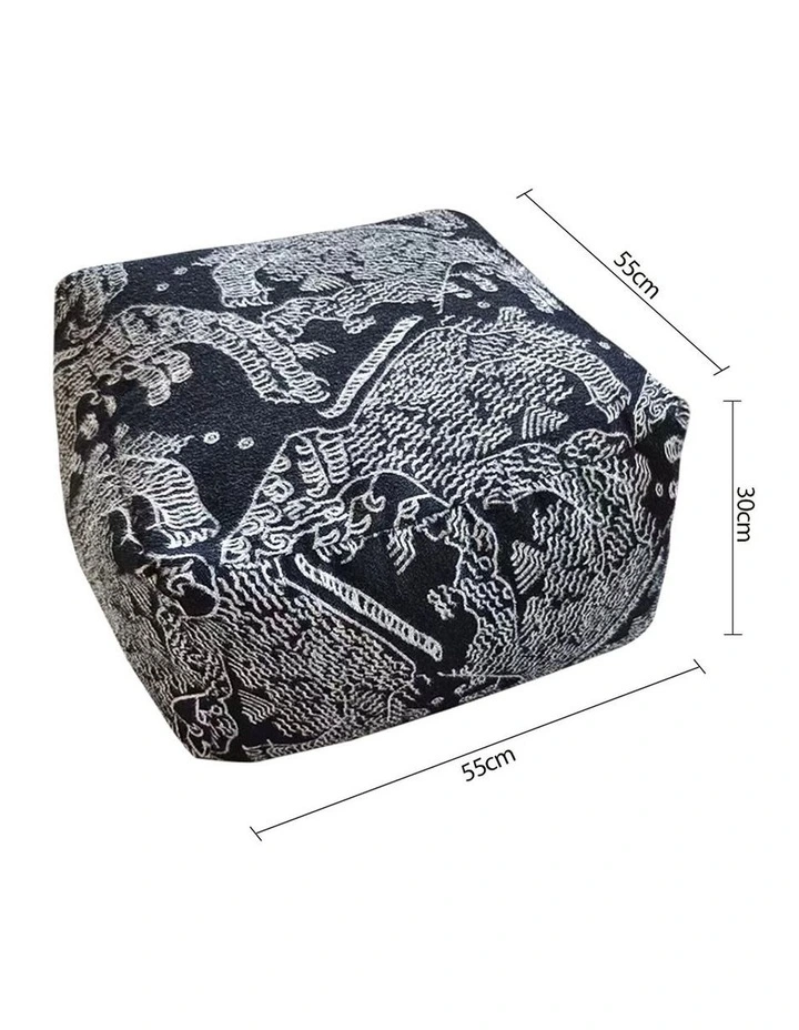 SOGA 2 Pack 55cm Square Pouffe Ottomans Black 30cm High image 5