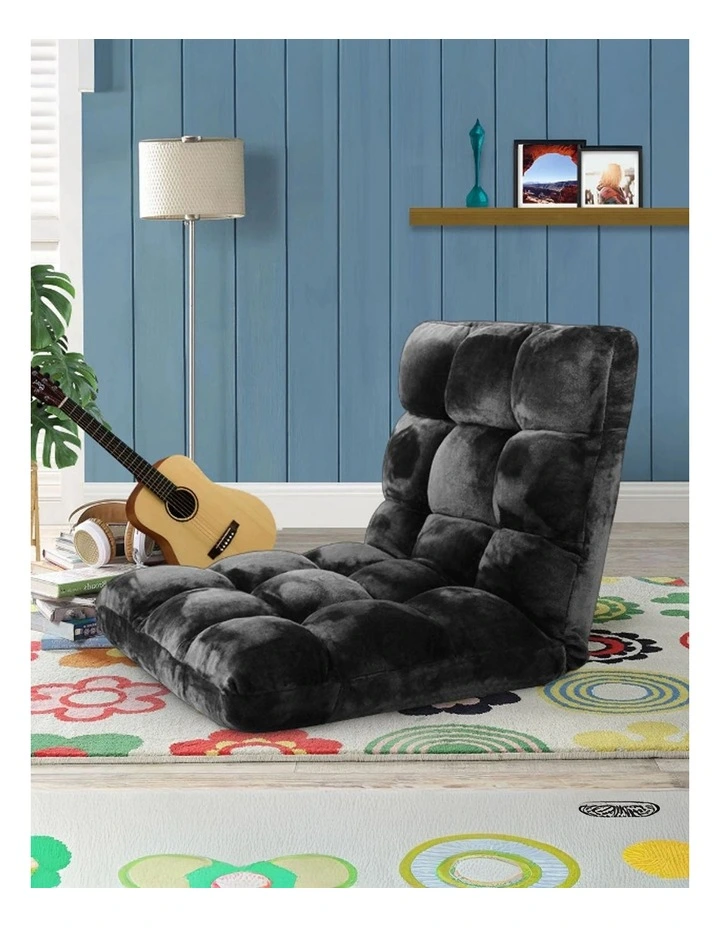 SOGA Adjustable Foldable Floor Recliner Chair Black image 2