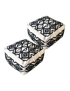 SOGA 2 Pack 50cm Pouffe Cushions Polyester with EPP Filling