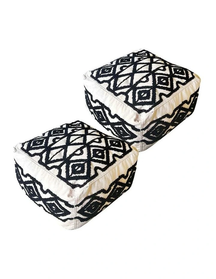 SOGA 2 Pack 50cm Pouffe Cushions Polyester with EPP Filling image 1