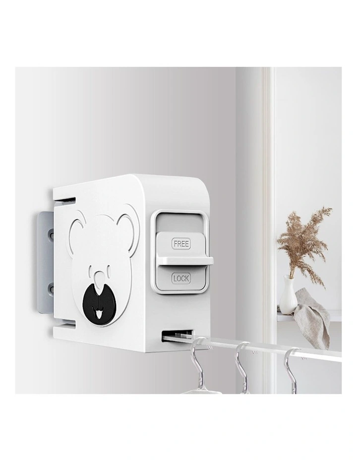 SOGA Wall-Mounted Retractable Clothesline White image 3