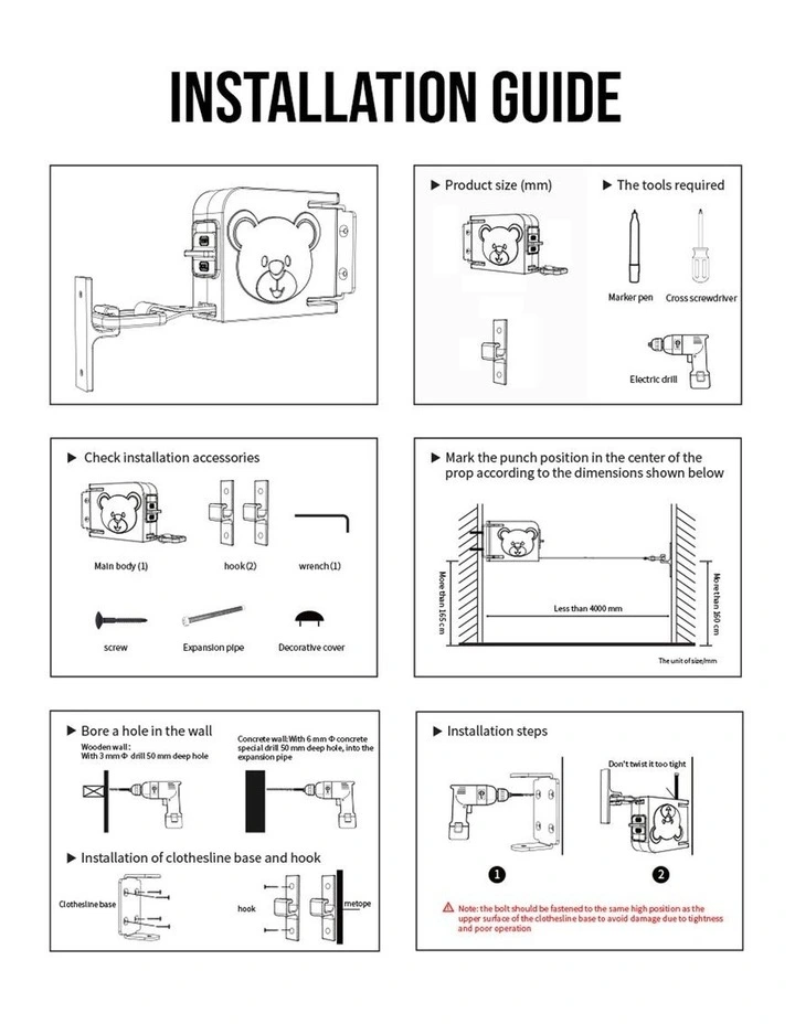 SOGA Wall-Mounted Retractable Clothesline White image 5