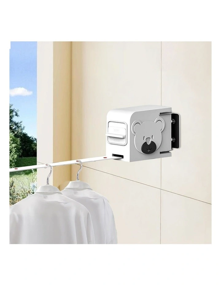 SOGA Wall-Mounted Retractable Clothesline White image 7