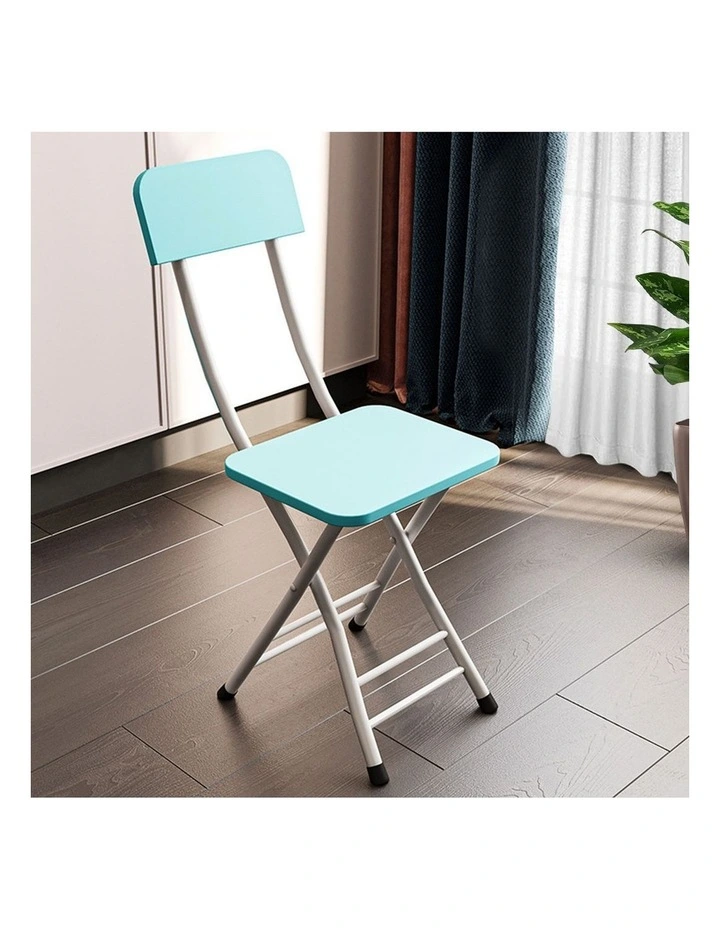 SOGA Foldable Chairs 2 Pack Blue MDF with Aluminium Legs image 2