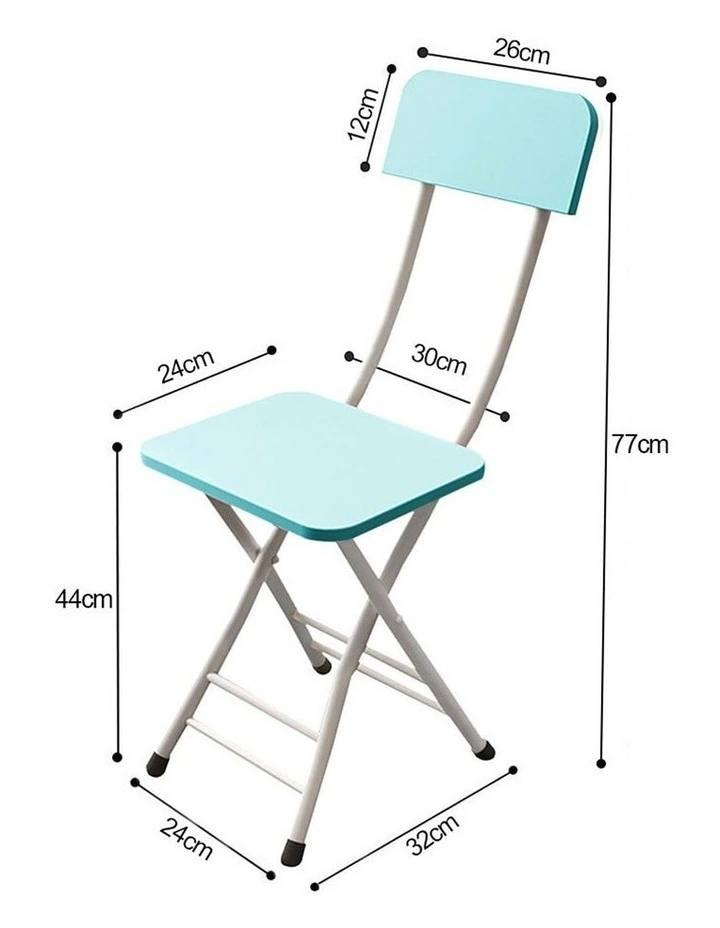 SOGA Foldable Chairs 2 Pack Blue MDF with Aluminium Legs image 3