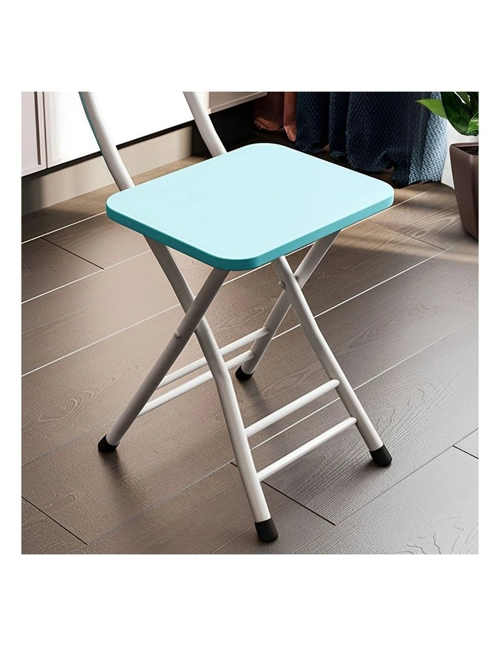 SOGA Foldable Chairs 2 Pack Blue MDF with Aluminium Legs image 4