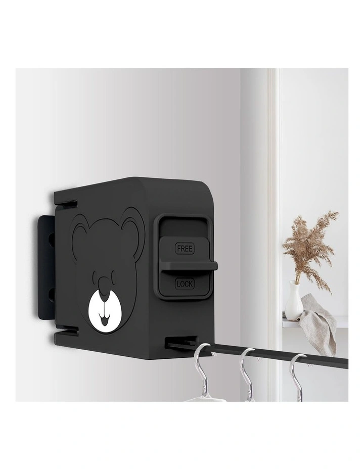 SOGA Wall-Mounted Retractable Clothesline Black 2 Pack image 3