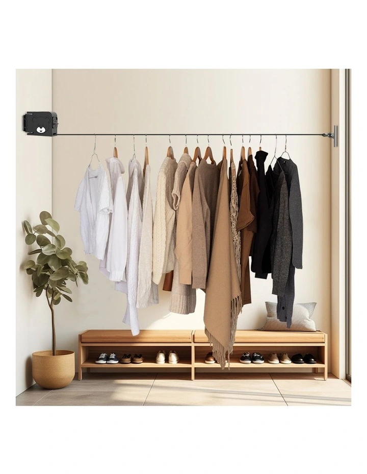 SOGA Wall-Mounted Retractable Clothesline Black 2 Pack image 4