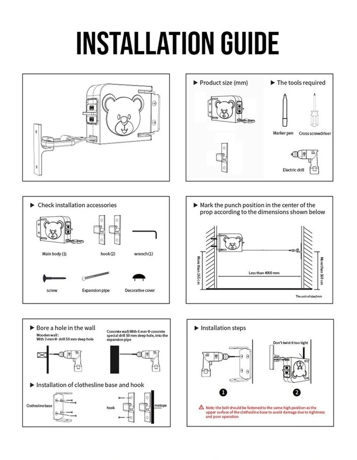 SOGA Wall-Mounted Retractable Clothesline Black 2 Pack image 5