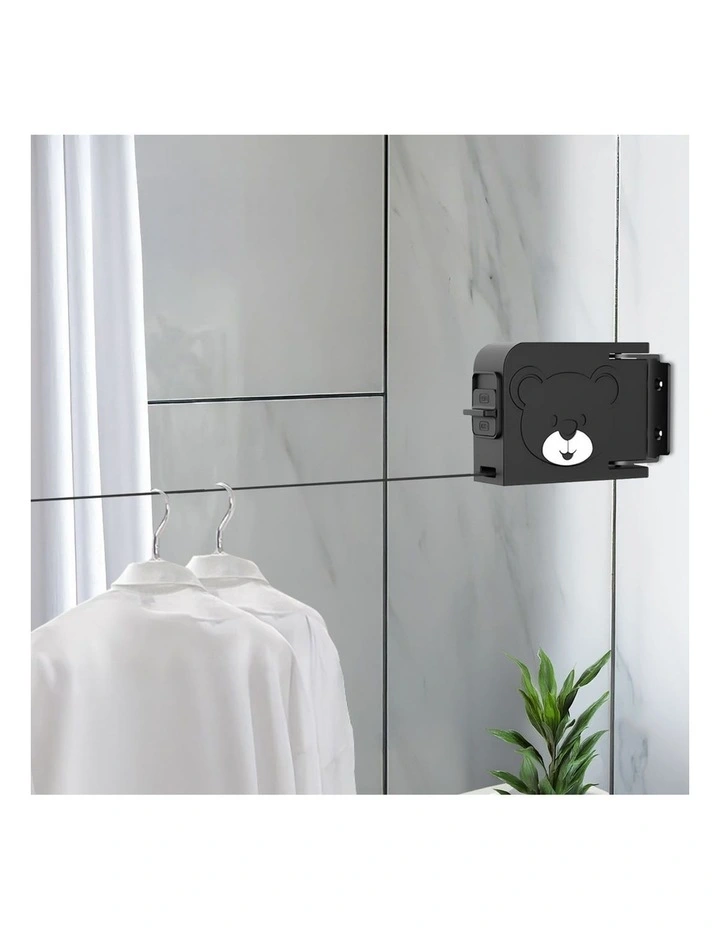 SOGA Wall-Mounted Retractable Clothesline Black 2 Pack image 7