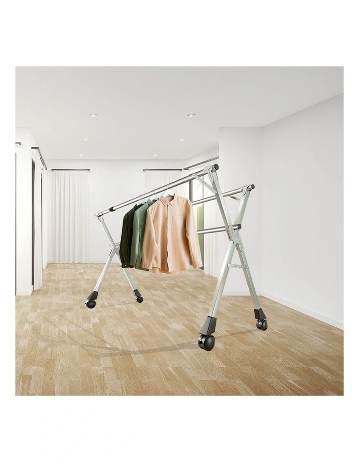 SOGA 1.6m 3 Pole Clothes Drying Rack with Wheels 2 Pack image 6