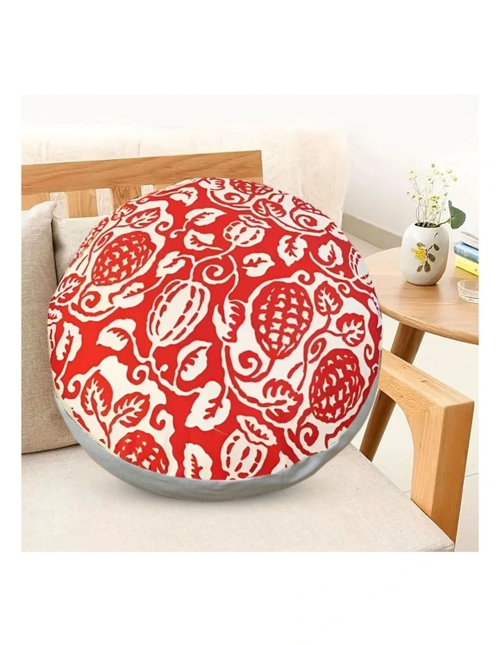 SOGA 45cm Pouffe Cushion Red Polyester Cotton with EPP Filling image 3
