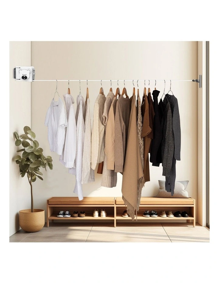 SOGA Wall-Mounted Retractable Clothesline White 2 Pack image 4