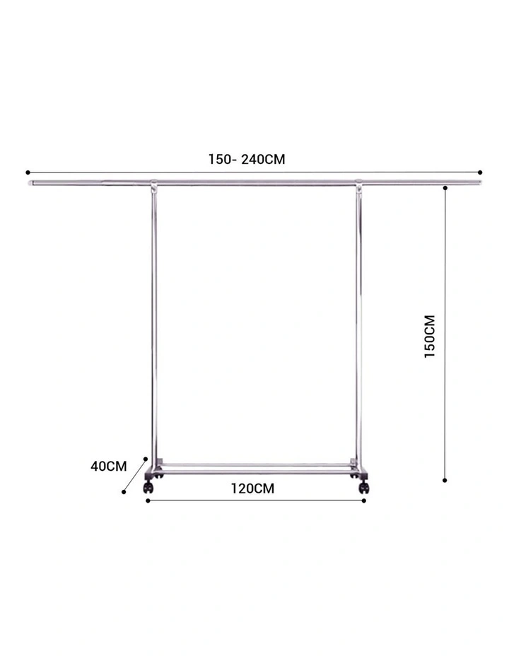 SOGA 150240cm Extendable Clothes Drying Rack with Wheels image 2