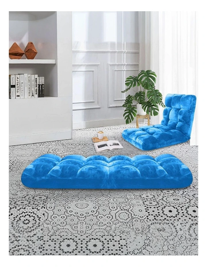 SOGA 2 Pack Adjustable Foldable Floor Recliner Chairs Blue image 4